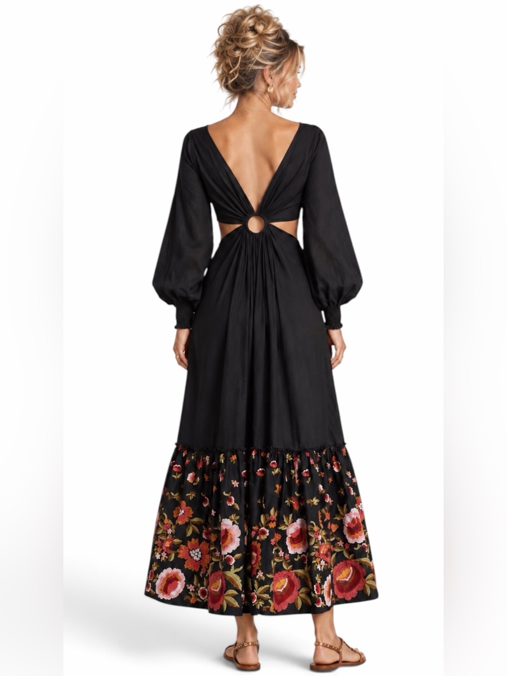 Anthropologie | Geisha Designs – Karolina Cut-Out Embroidered Maxi Dress - Sz 6 - Picture 4 of 9
